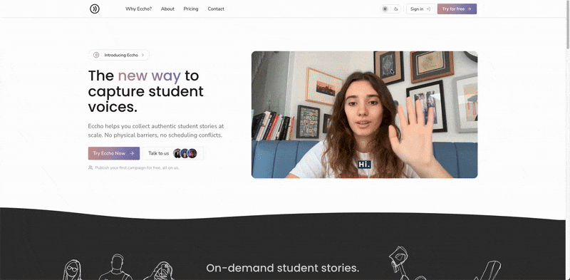 Preview of Eccho manager end. A walk through of Eccho's features in launched product from manager's end.